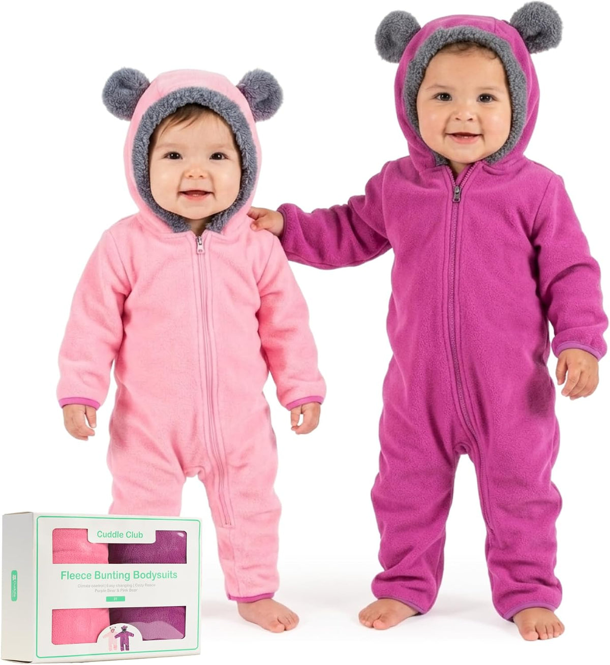 Cuddle Club Fleece Baby Bunting Bodysuit Hoodie, Newborn - 5T