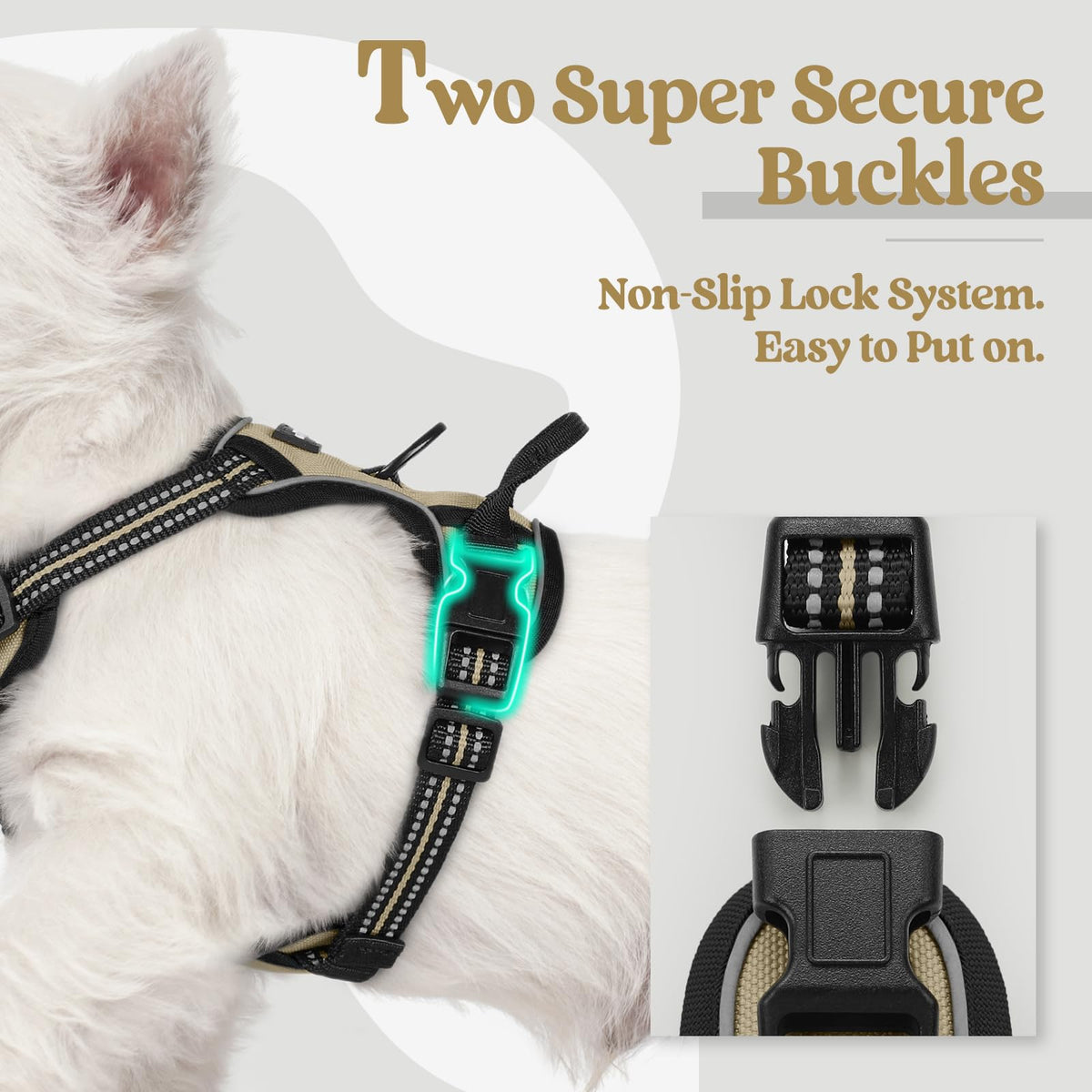 rabbitgoo Dog Harness No Pull with 2 Leash Clips, Adjustable Soft Padded, Reflective Oxford No Choke Pet Vest with Easy Control Handle for Large Dogs
