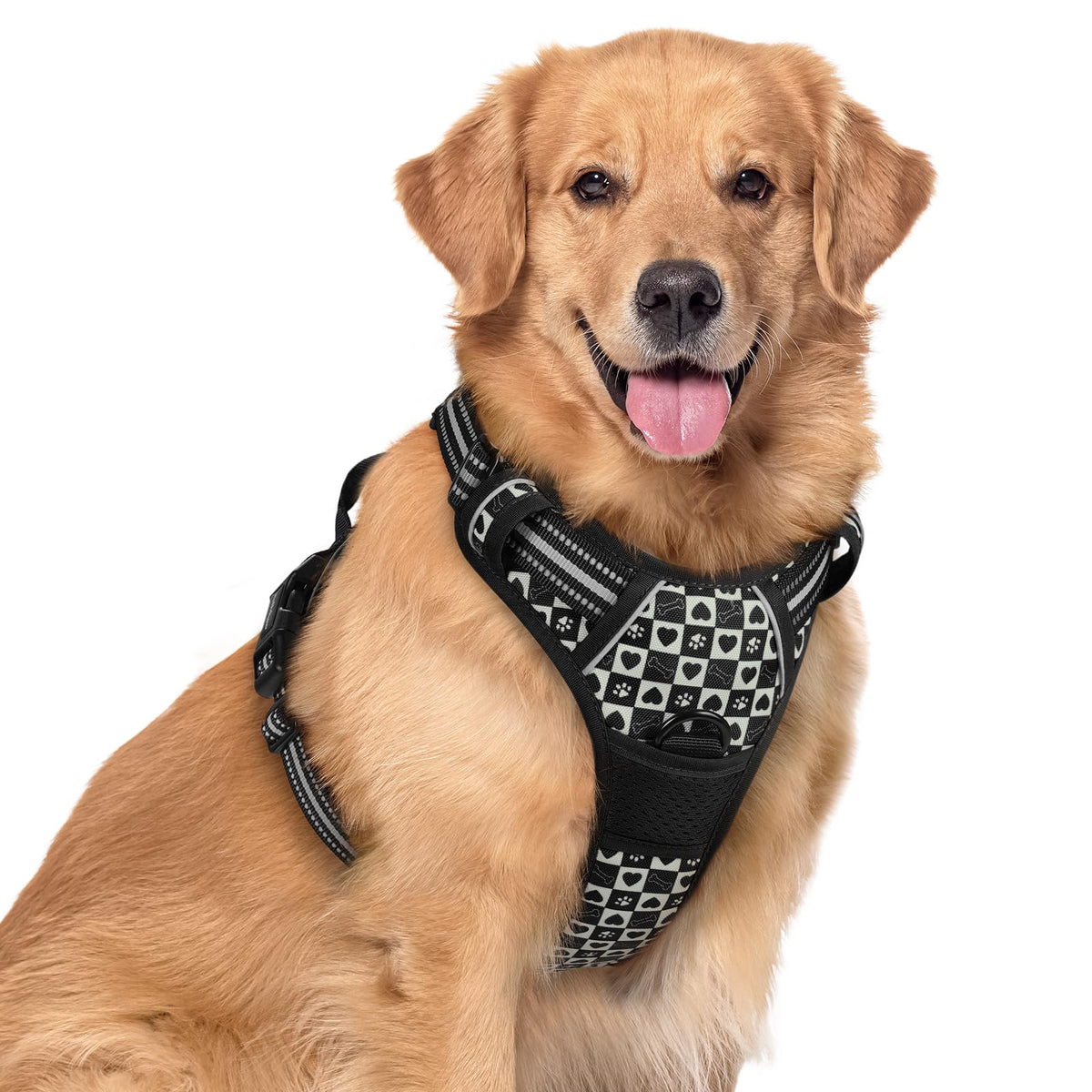 rabbitgoo Dog Harness No Pull with 2 Leash Clips, Adjustable Soft Padded, Reflective Oxford No Choke Pet Vest with Easy Control Handle for Large Dogs