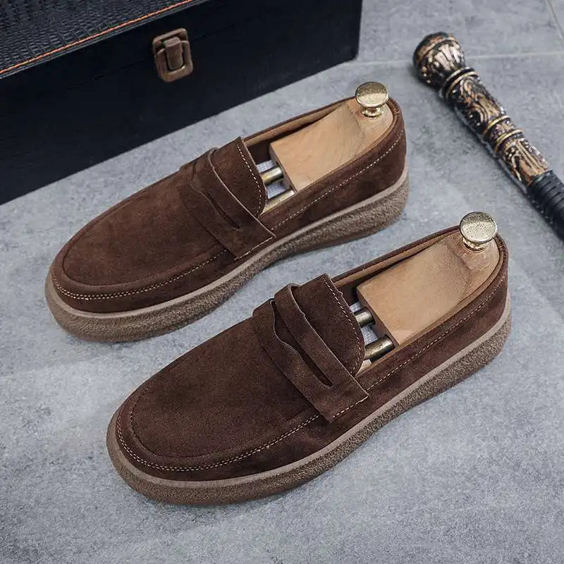Men's Velvet Slip-On Loafers – Soft Hand-Stitched Retro Style Shoes