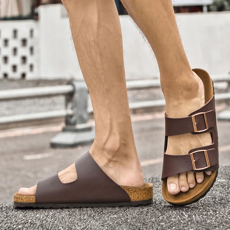 Man Casual Leather Sandal for Men Beach Breathable Antiskid Sandals Designer Flat Designer Shoes Comfy Slipper Original Summer