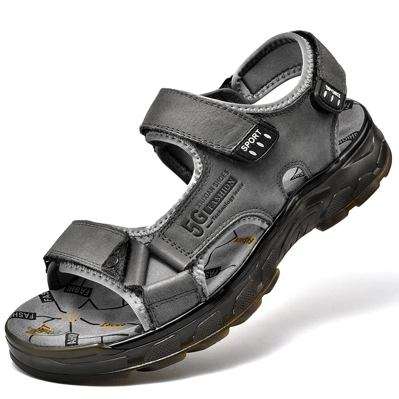 Men's Genuine Leather Outdoor Sandals – Comfortable Hiking Summer Sandals
