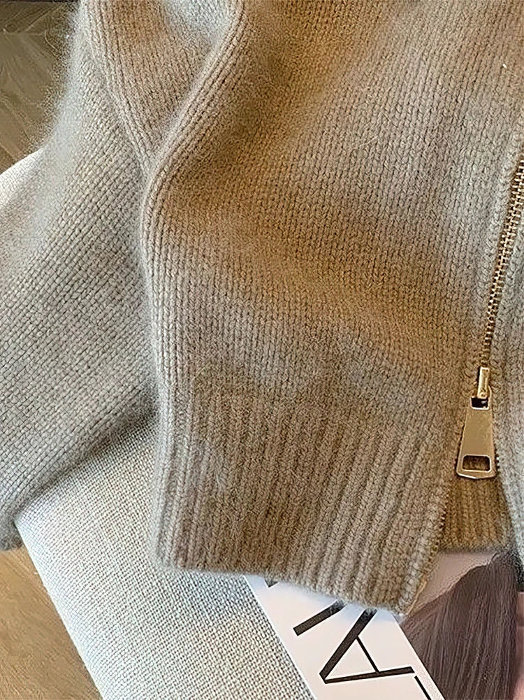 Women's Cropped Zip Cardigan – Patchwork Knit