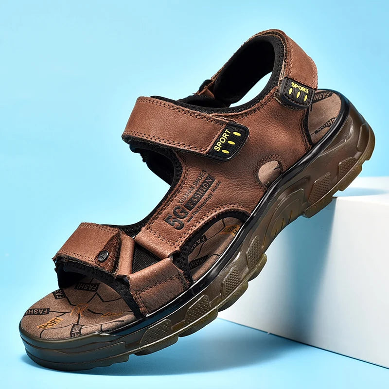 Men's Genuine Leather Outdoor Sandals – Comfortable Hiking Summer Sandals
