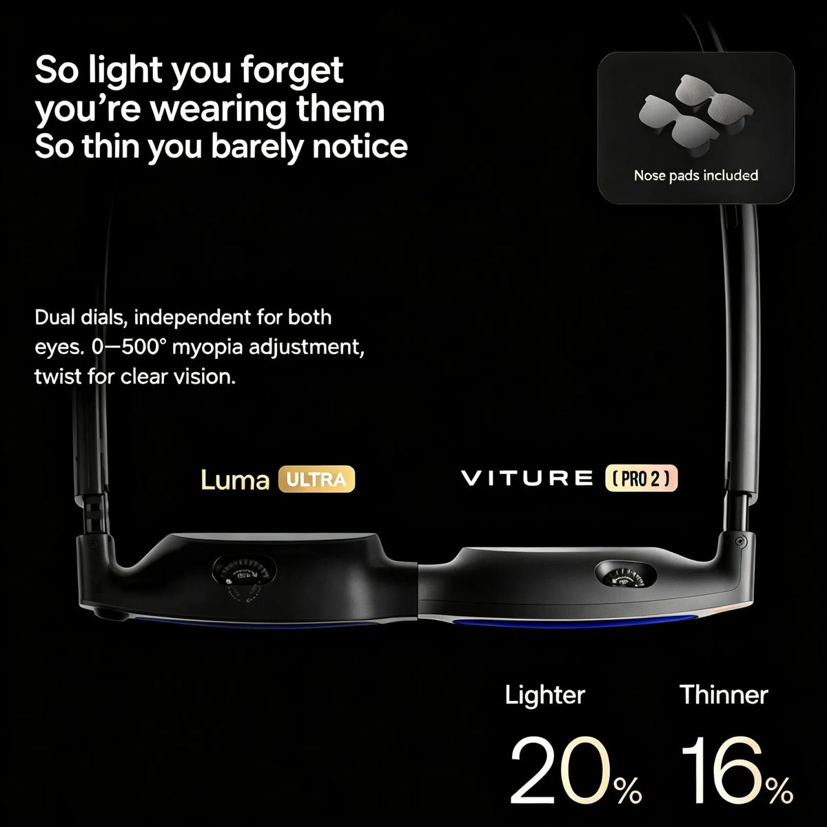 VITURE Pro 2 XR/AR Smart Glasses: Giant Screen 2D to 3D Conversion, Myopia Adjustment