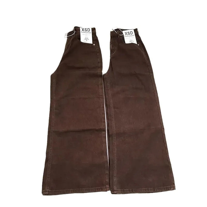 Women's High-Waist Straight-Leg Jeans – Retro Coffee