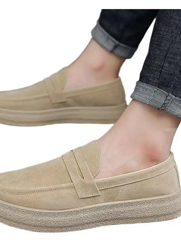 Men's Velvet Slip-On Loafers – Soft Hand-Stitched Retro Style Shoes