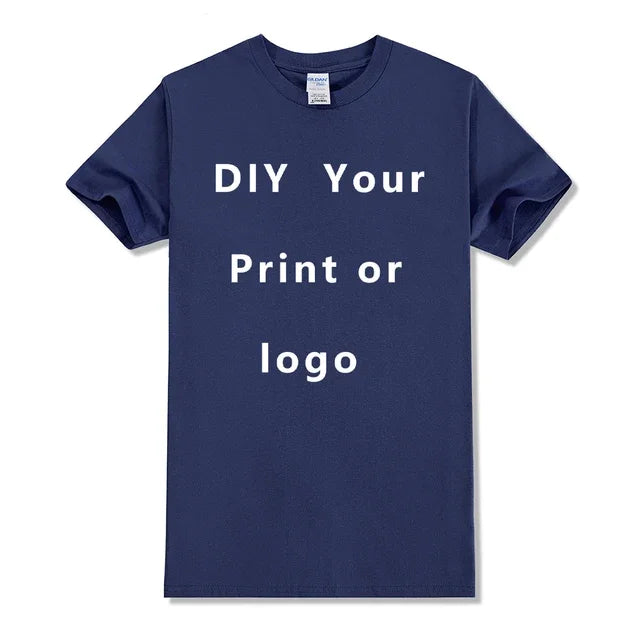 EU size 100% pure cotton custom T-shirt front and back team school uniform store logo text photo for men's personalized high-end