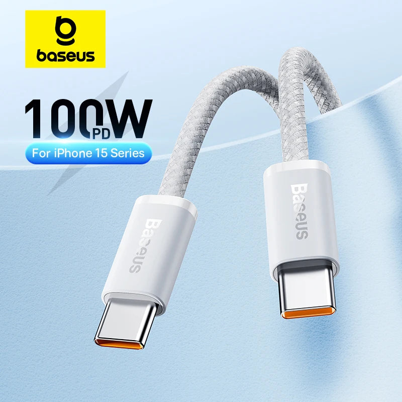 Baseus 100W Type C To USB C Cable For iPhone 18 17 16 Fast Charging Charger Cord For Macbook iPad Samsung Xiaomi Fast USB C Wire