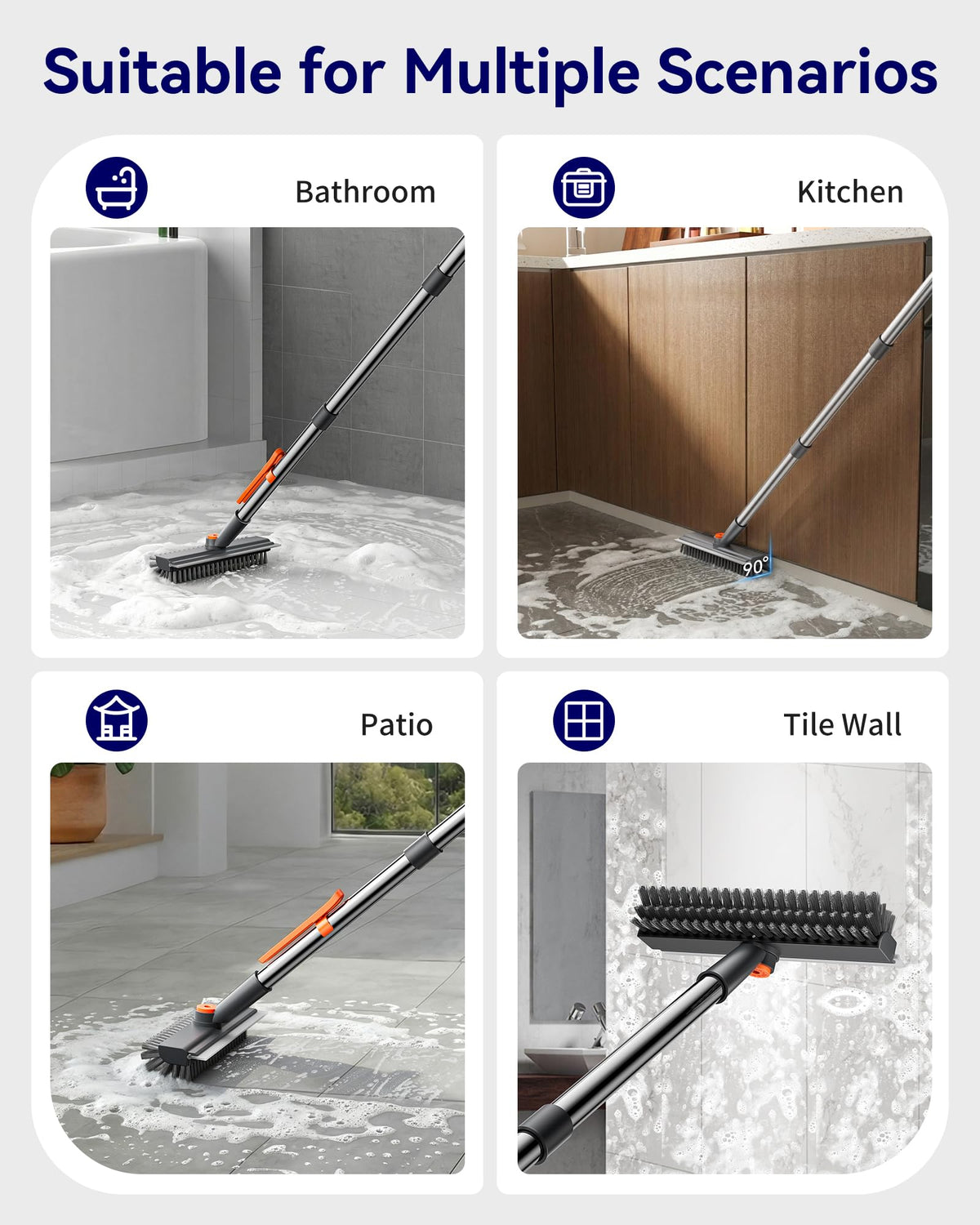 HelpX 3 in 1 Adjustable Small Floor Scrub Brush with Long Handle - Sasa