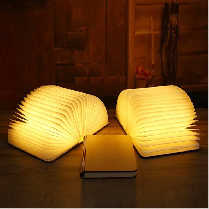 LED Foldable Book Light Creative Wooden Luminous Book for Children Kids’Birthday Holiday Christmas Gift Rechargeable Night Lamp - Sasa