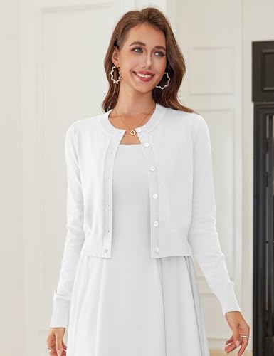 LETDIOSTO Women's Cropped Cardigan Bolero Shrug, Button Down Long Sleeve - Sasa