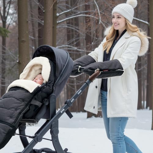 Momcozy Universal Stroller Gloves, Plush Weatherproof Winter Handmuffs - Sasa
