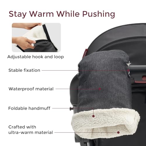 Momcozy Universal Stroller Gloves, Plush Weatherproof Winter Handmuffs - Sasa