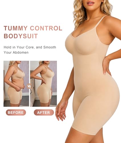 SHAPERX Shapewear for Women Tummy Control Bodysuit Mid Thigh Body Shaper Shorts for a Lifted Look - Sasa