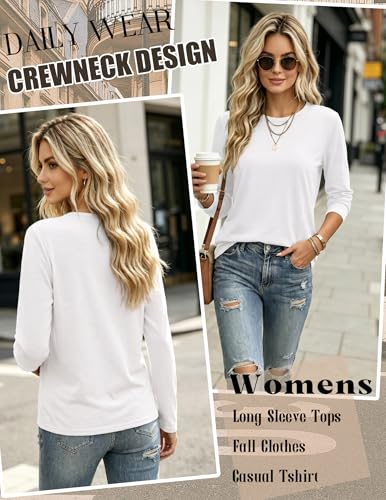 Zeagoo Women's Casual Shirts Long Sleeve Tops Crewneck Tshirts Fall Clothes