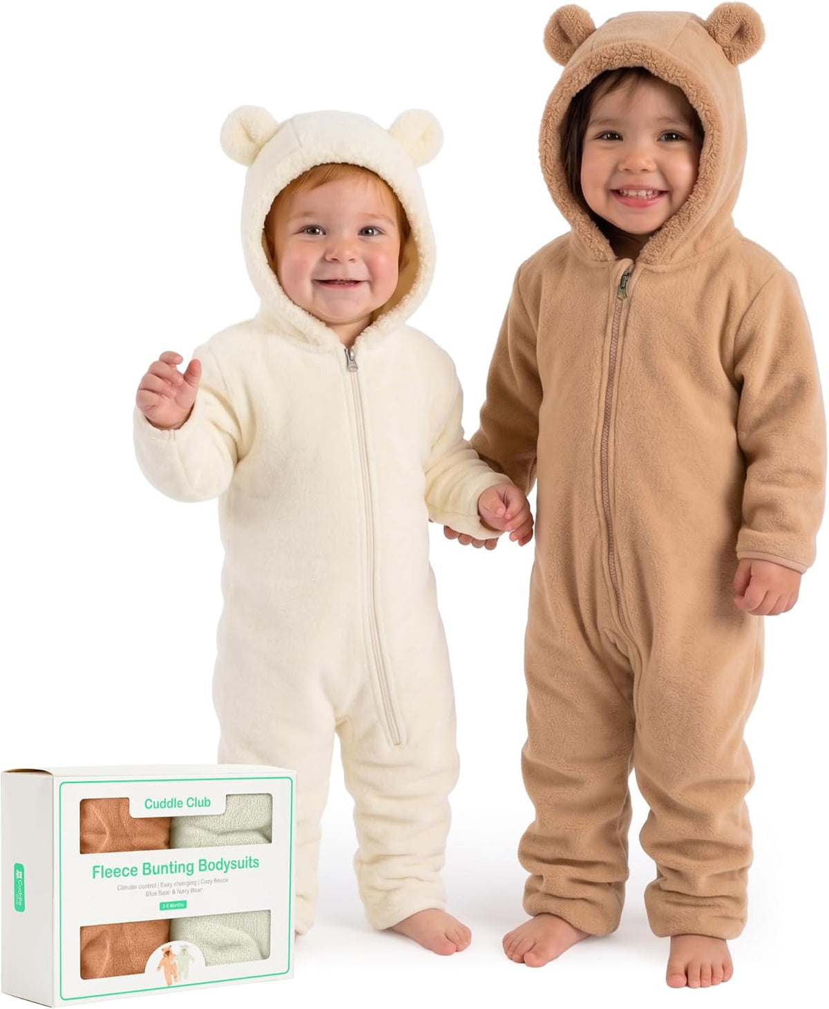 Cuddle Club Fleece Baby Bunting Bodysuit Hoodie, Newborn - 5T