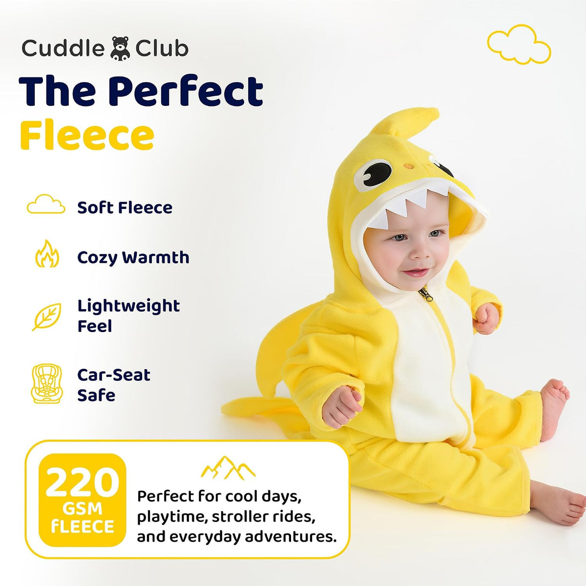 Cuddle Club Fleece Baby Bunting Bodysuit Hoodie, Newborn - 5T