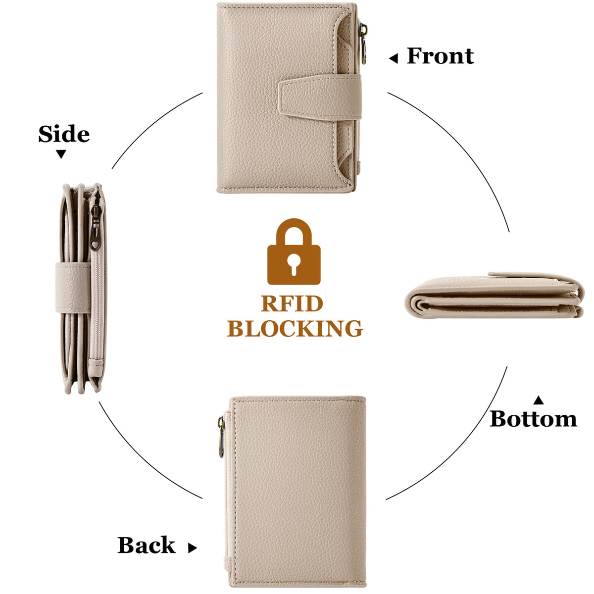 Airkit Wallet Women, Small Wallet for Women Leather, Ladies Bifold Compact RFID Blocking Credit Card Holder, Girls Mini Travel Purse, Pocket Passport Wallet with 4 ID Window