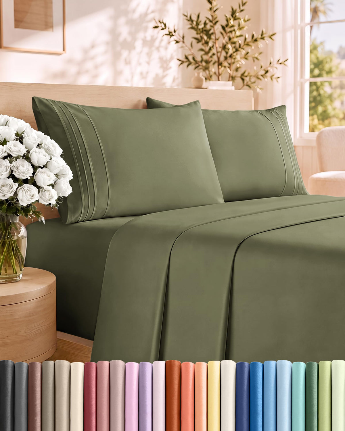 CGK Unlimited 4 Piece Sheet Set - Ultra-Soft, Breathable & Cooling Bed Sheets Set - Hotel Luxury Bedding for Women & Men with Deep Pockets - Wrinkle & Fade Free - Oeko-Tex