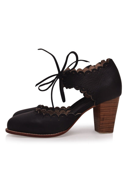 Dance Queen Scalloped Leather Heels-6