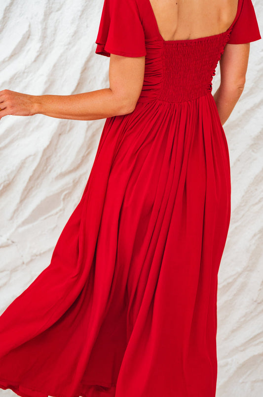 Clemente Gathered Midi Dress