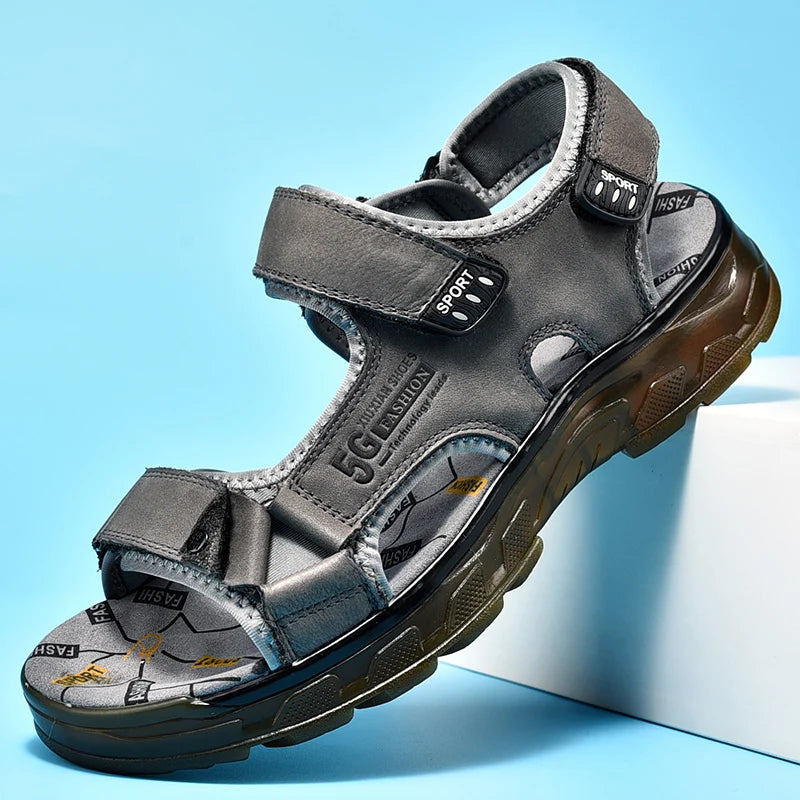Men's Genuine Leather Outdoor Sandals – Comfortable Hiking Summer Sandals