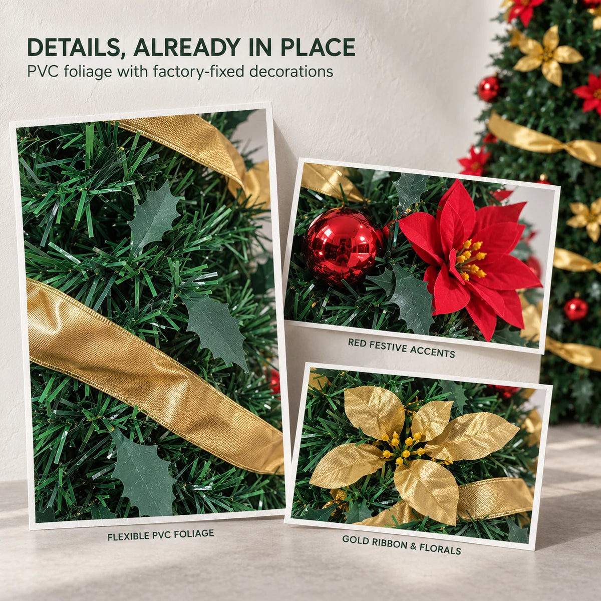 Foldable Retractable Pre‑decorated Christmas Tree with Ornaments Space Saving Storage Xmas Decoration for Indoor Holiday Gift