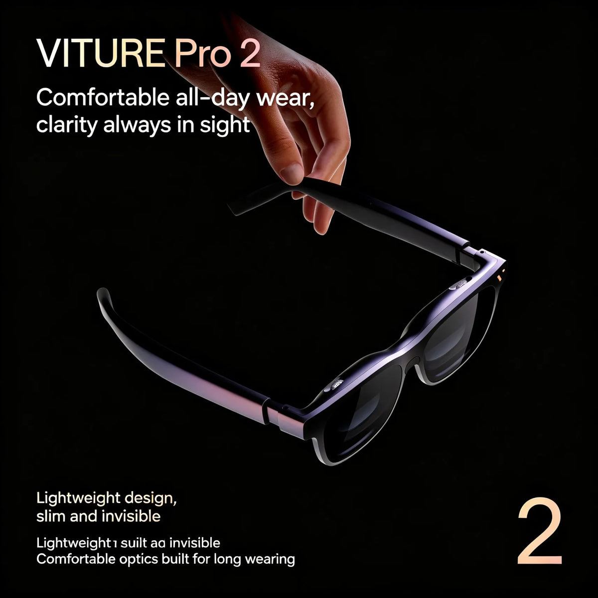 VITURE Pro 2 XR/AR Smart Glasses: Giant Screen 2D to 3D Conversion, Myopia Adjustment