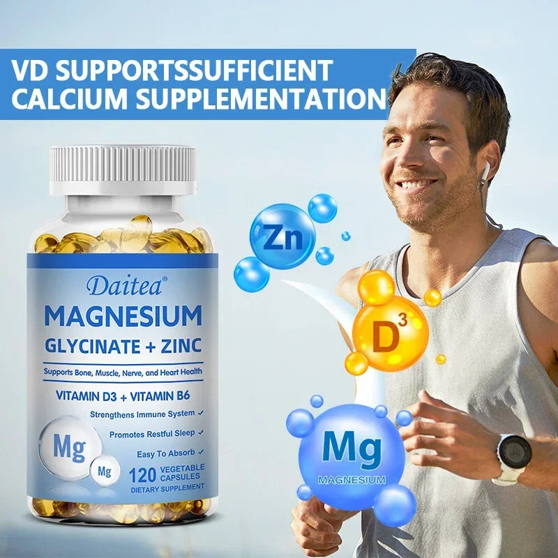 Magnesium Zinc & Vitamin D3 - Triple Supplement for Men and Women - for Sleep, Bones, Heart, Immune Support