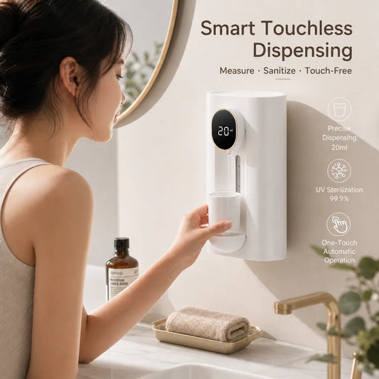Automatic Mouthwash Dispenser Touchless Smart Induction 540ml USB Rechargeable 2 Levels IPX4 Waterproof for Bathroom Dental Care