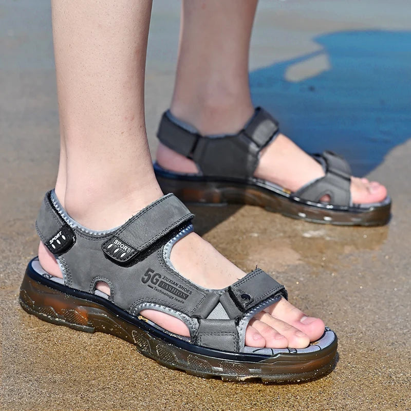 Men's Genuine Leather Outdoor Sandals – Comfortable Hiking Summer Sandals