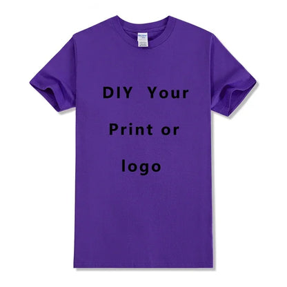 EU size 100% pure cotton custom T-shirt front and back team school uniform store logo text photo for men's personalized high-end