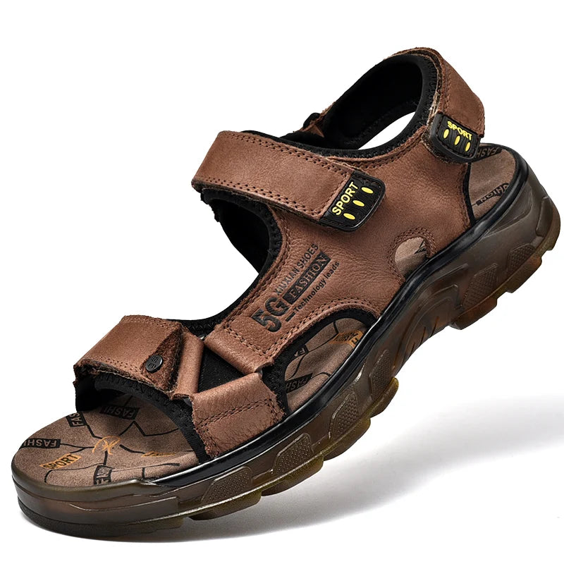 Men's Genuine Leather Outdoor Sandals – Comfortable Hiking Summer Sandals