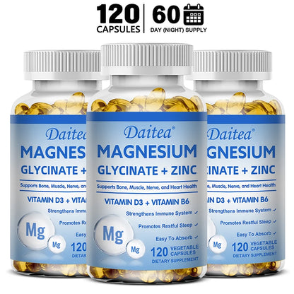 Magnesium Zinc & Vitamin D3 - Triple Supplement for Men and Women - for Sleep, Bones, Heart, Immune Support