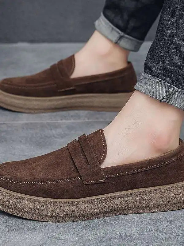 Men's Velvet Slip-On Loafers – Soft Hand-Stitched Retro Style Shoes