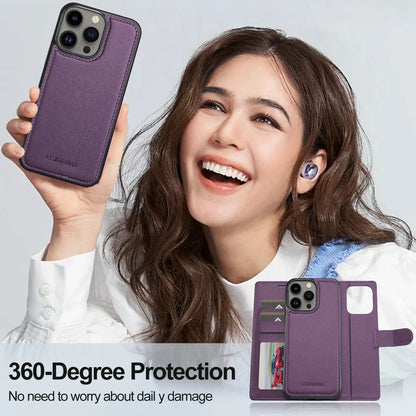 2 in 1 Removable Flip Leather Case For iPhone 18 17 16 Pro Max Air 15 14 13 12 11 Pro X Max XR 7 8 Plus SE Magnetic Wallet Cover
