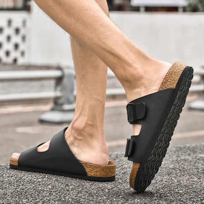 Man Casual Leather Sandal for Men Beach Breathable Antiskid  Sandals Designer Flat Designer Shoes Comfy Slipper Original Summer