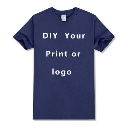 EU size 100% pure cotton custom T-shirt front and back team school uniform store logo text photo for men's personalized high-end