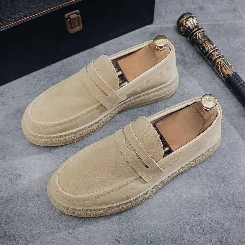 Men's Velvet Slip-On Loafers – Soft Hand-Stitched Retro Style Shoes