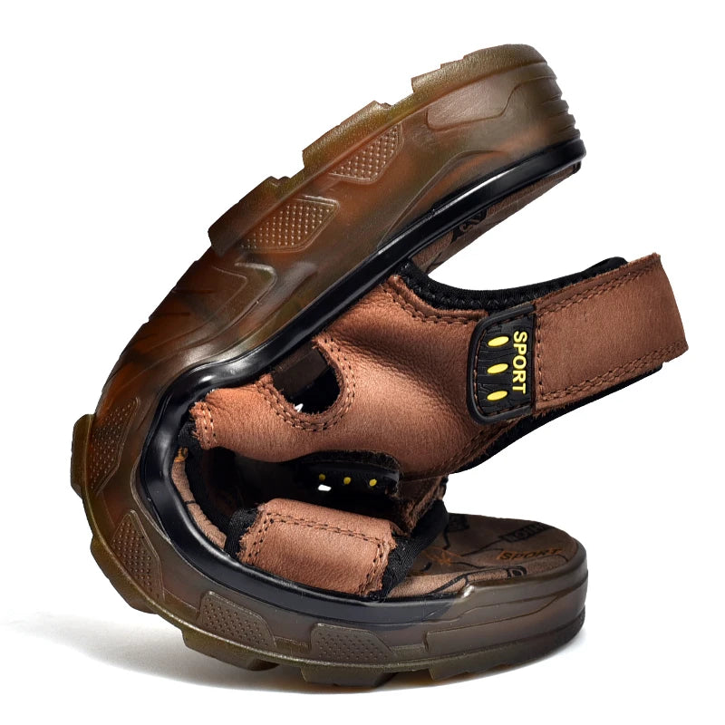 Men's Genuine Leather Outdoor Sandals – Comfortable Hiking Summer Sandals