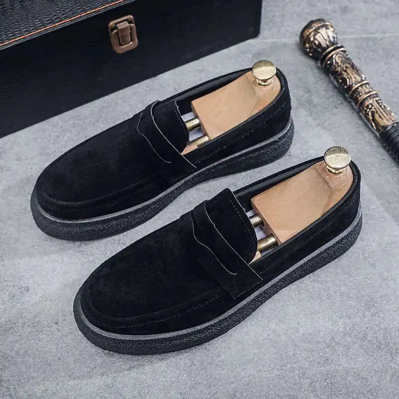 Men's Velvet Slip-On Loafers – Soft Hand-Stitched Retro Style Shoes