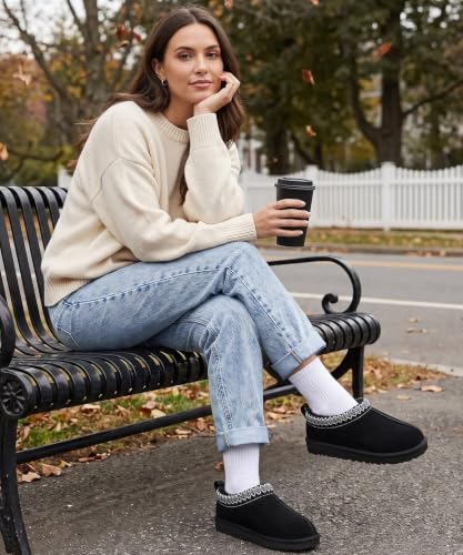 bebealy Genuine Suede Fuzzy Slippers for Women Winter Warm House Shoes - Sasa