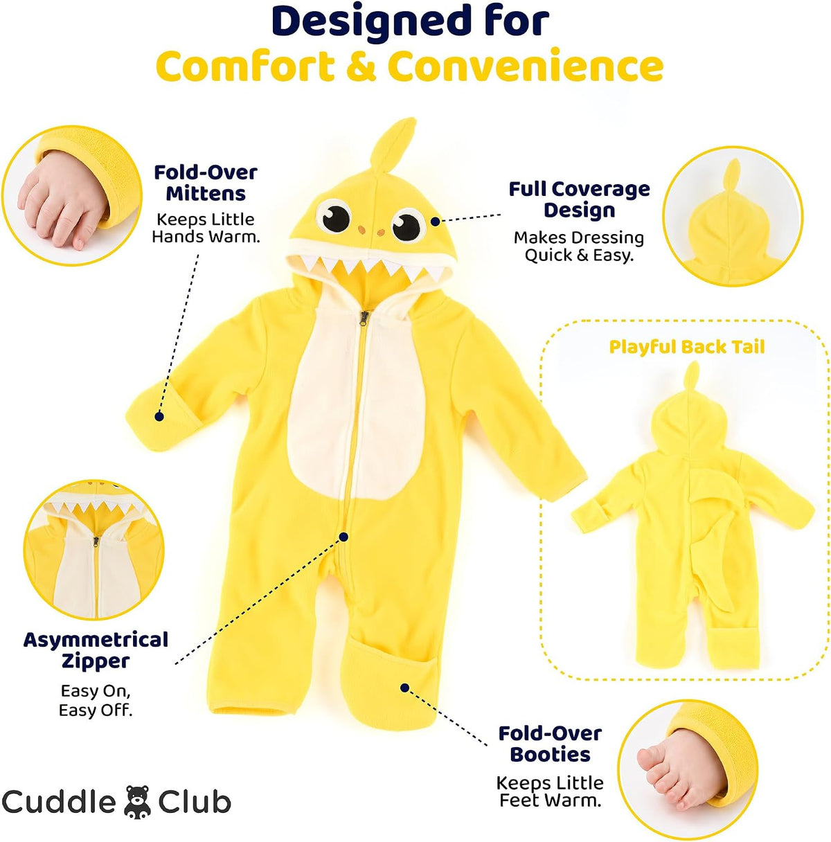 Cuddle Club Fleece Baby Bunting Bodysuit Hoodie, Newborn - 5T - Sasa
