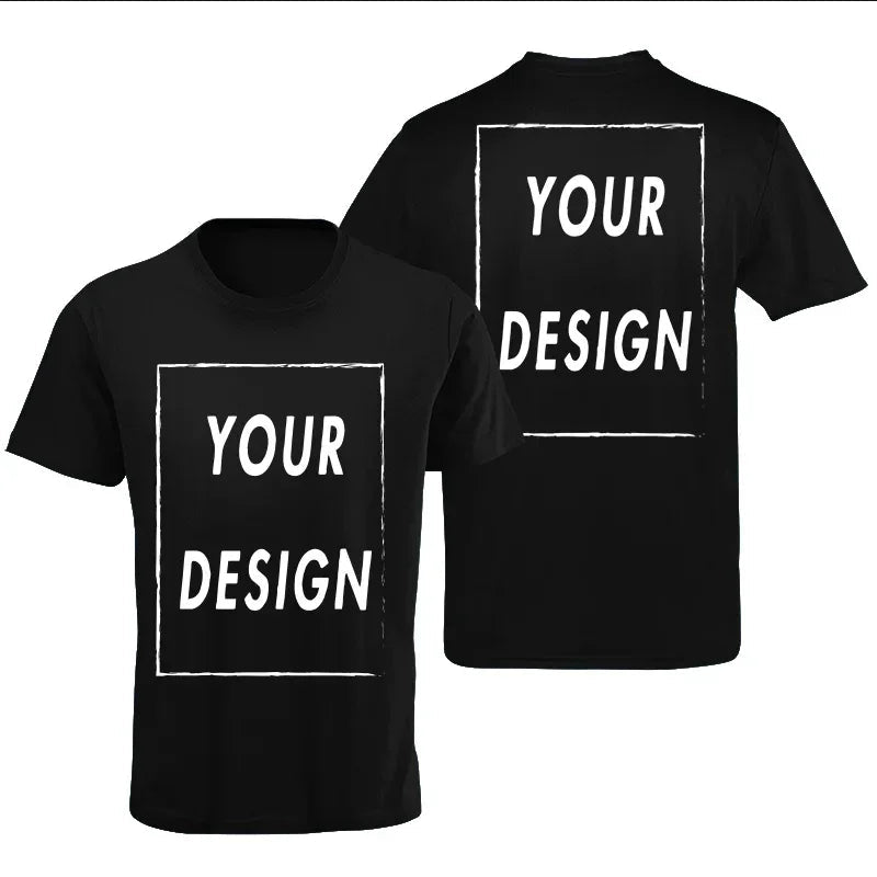 EU size 100% pure cotton custom T-shirt front and back team school uniform store logo text photo for men's personalized high-end - Sasa