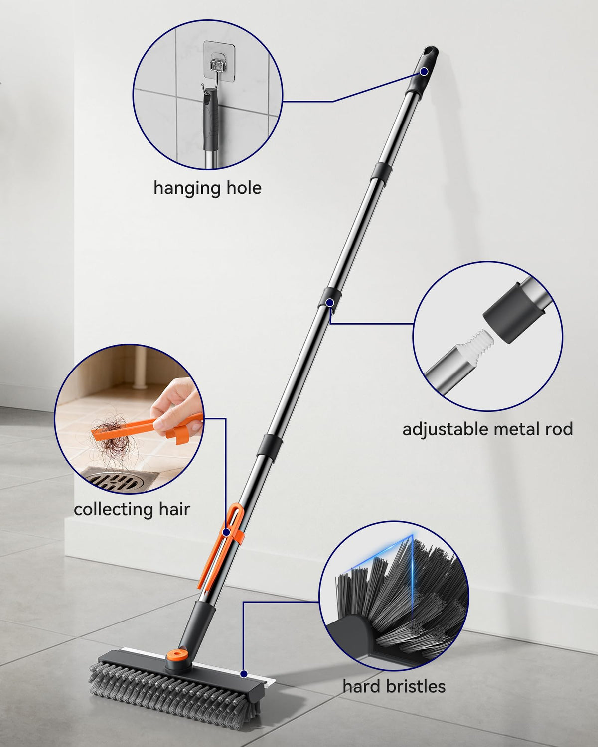 HelpX 3 in 1 Adjustable Small Floor Scrub Brush with Long Handle - Sasa