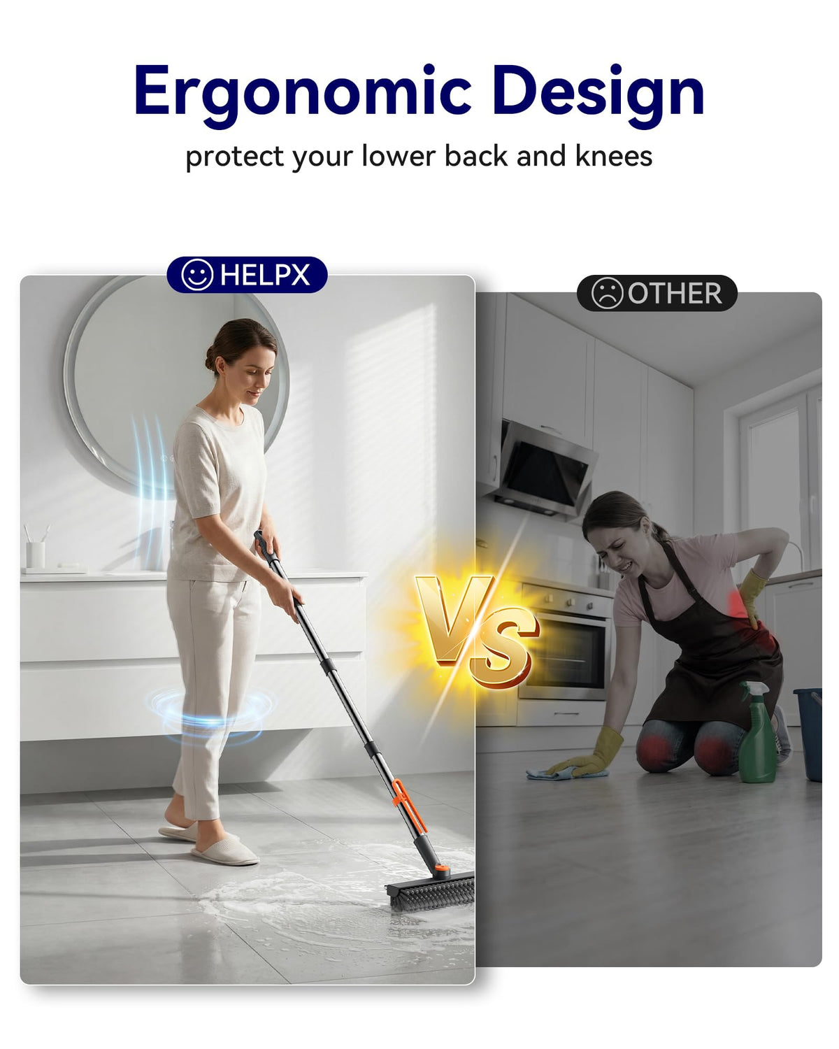 HelpX 3 in 1 Adjustable Small Floor Scrub Brush with Long Handle - Sasa