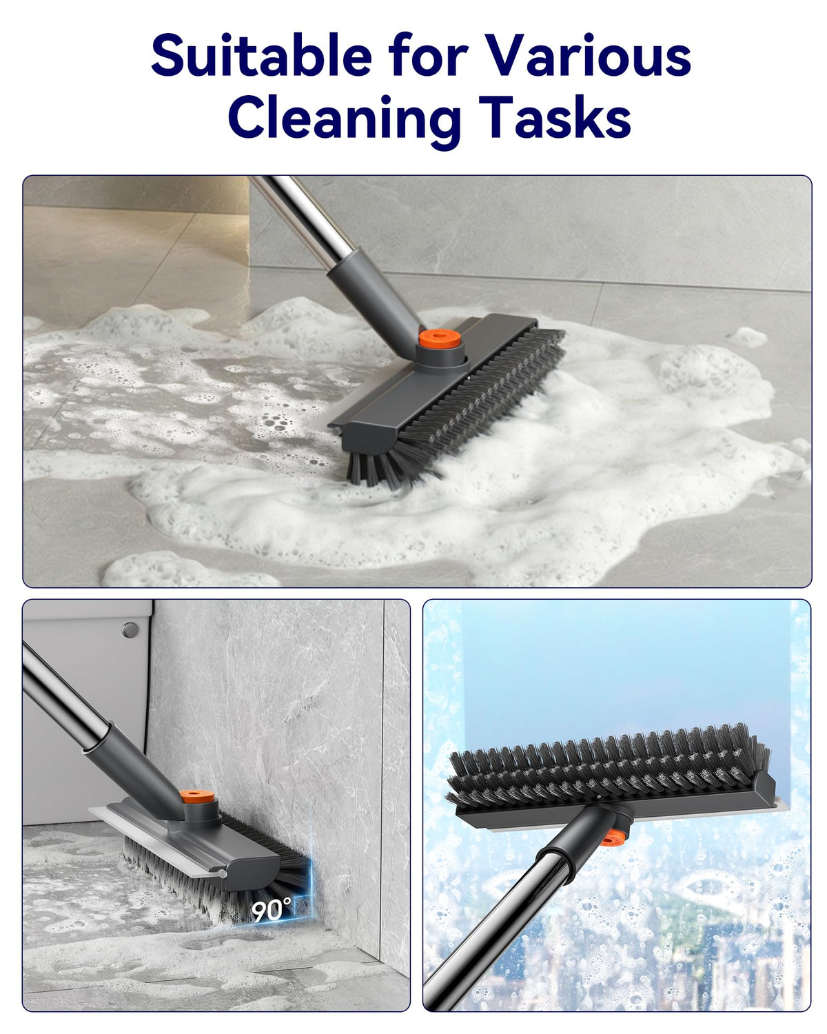 HelpX 3 in 1 Adjustable Small Floor Scrub Brush with Long Handle - Sasa