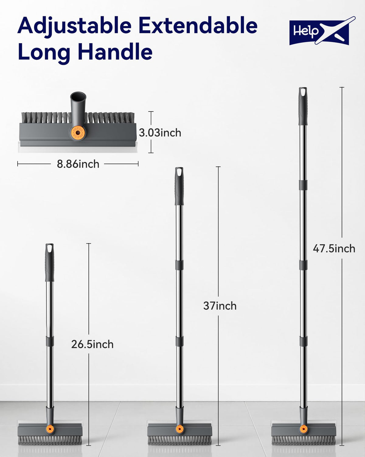 HelpX 3 in 1 Adjustable Small Floor Scrub Brush with Long Handle - Sasa