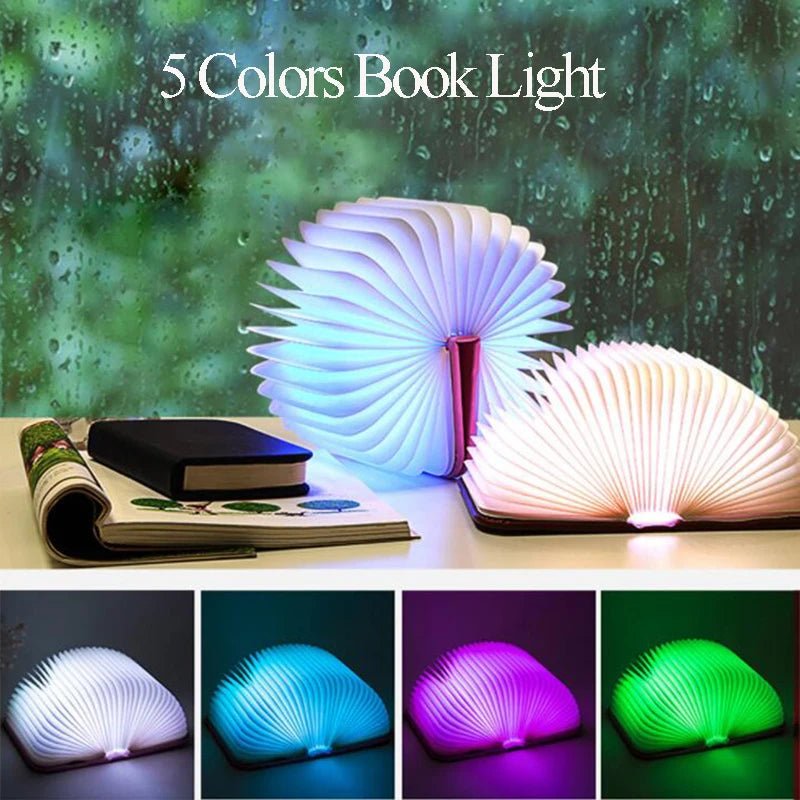 LED Foldable Book Light Creative Wooden Luminous Book for Children Kids’Birthday Holiday Christmas Gift Rechargeable Night Lamp - Sasa